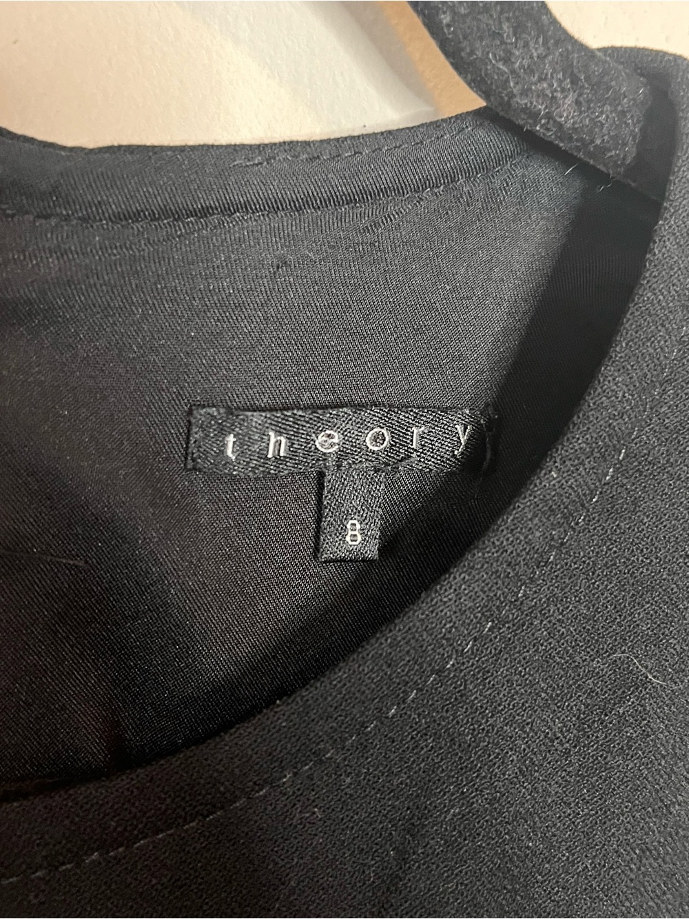 THEORY Black Sleeveless Wool Shift Dress Size 8 Made in USA - Picture 4 of 6